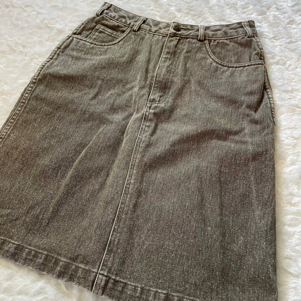 Vintage Straight High Rise Back Slit Jean Denim Womens Knee Length Skirt 6 - Picture 6 of 8